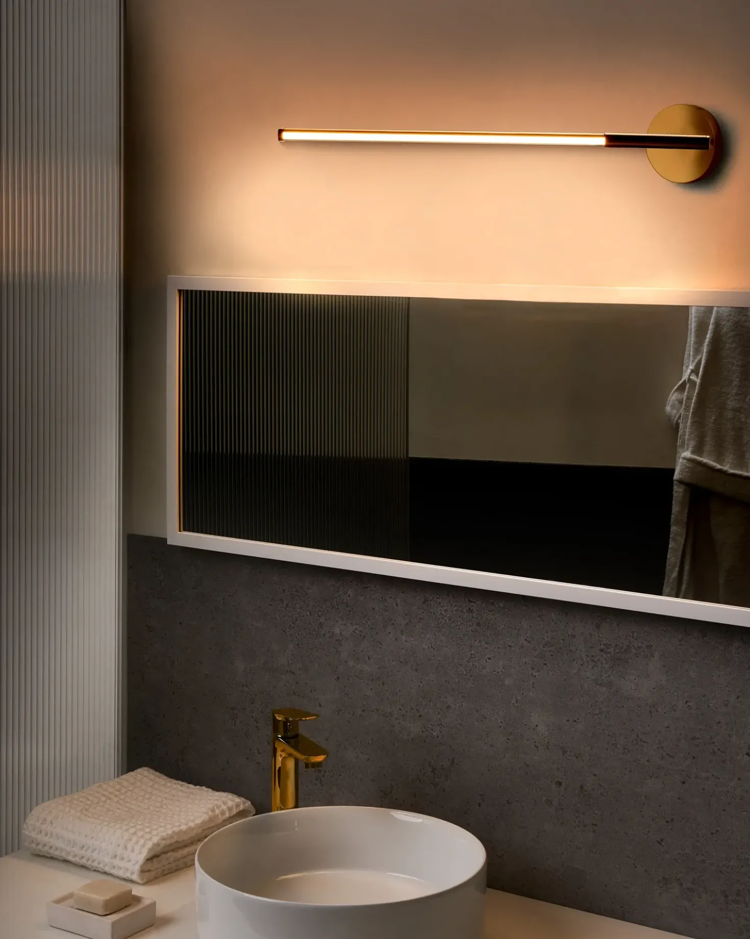 Billede og spejl LED-lys VOLOGNE Metal Guld