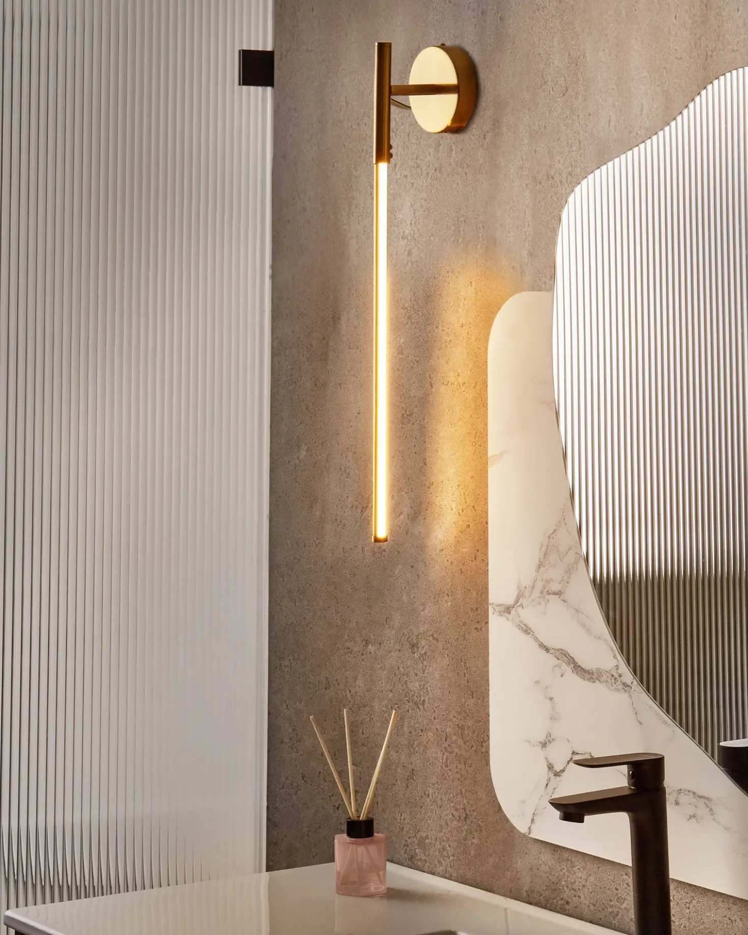 Billede og spejl LED-lys VOLOGNE Metal Guld