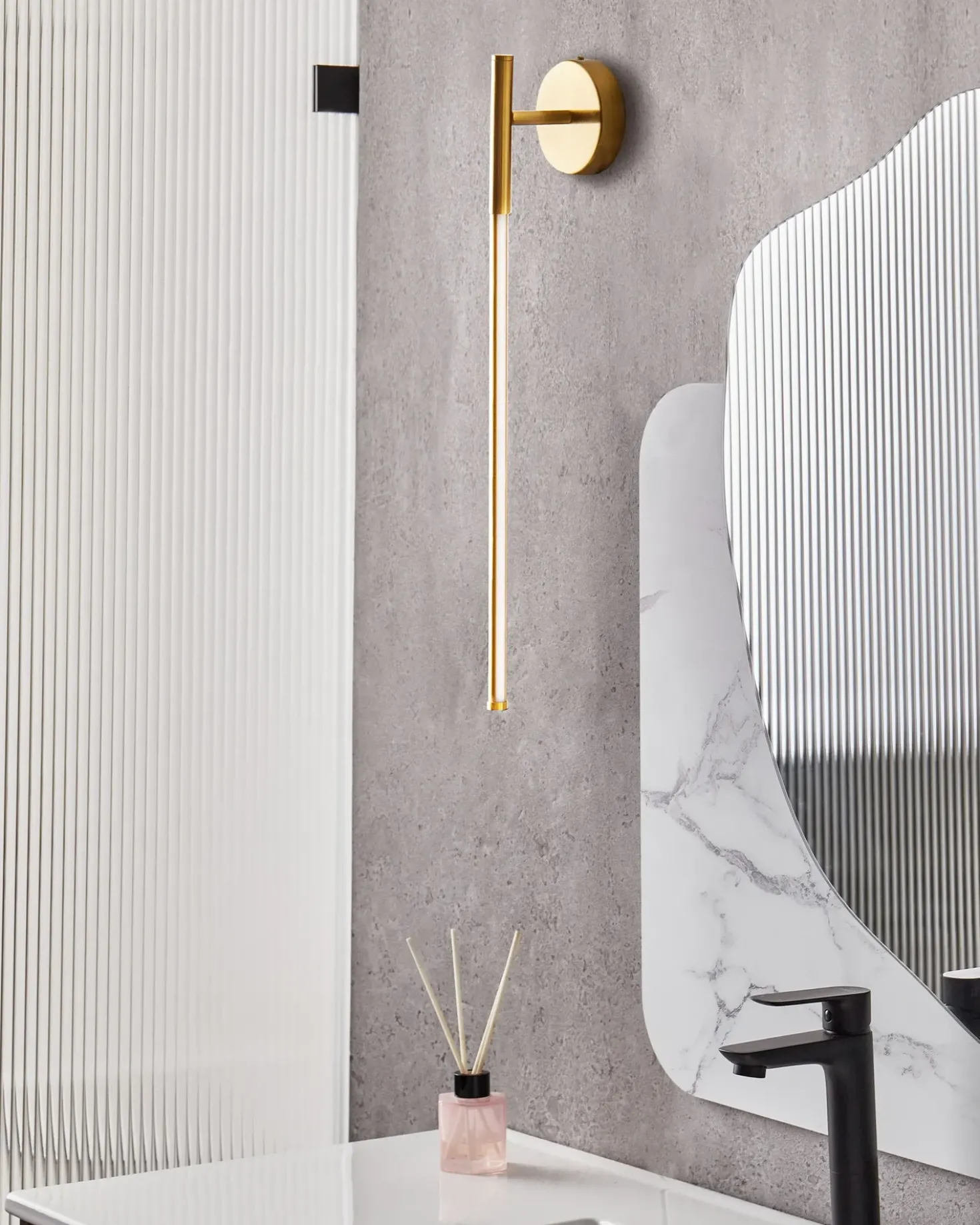Billede og spejl LED-lys VOLOGNE Metal Guld