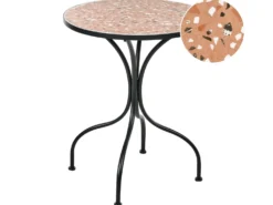Bistro bord ADRANO 60 cm 60 cm Terrazzo effekt Metal Sort
