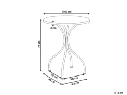 Bistro bord ADRANO 60 cm 60 cm Terrazzo effekt Metal Sort