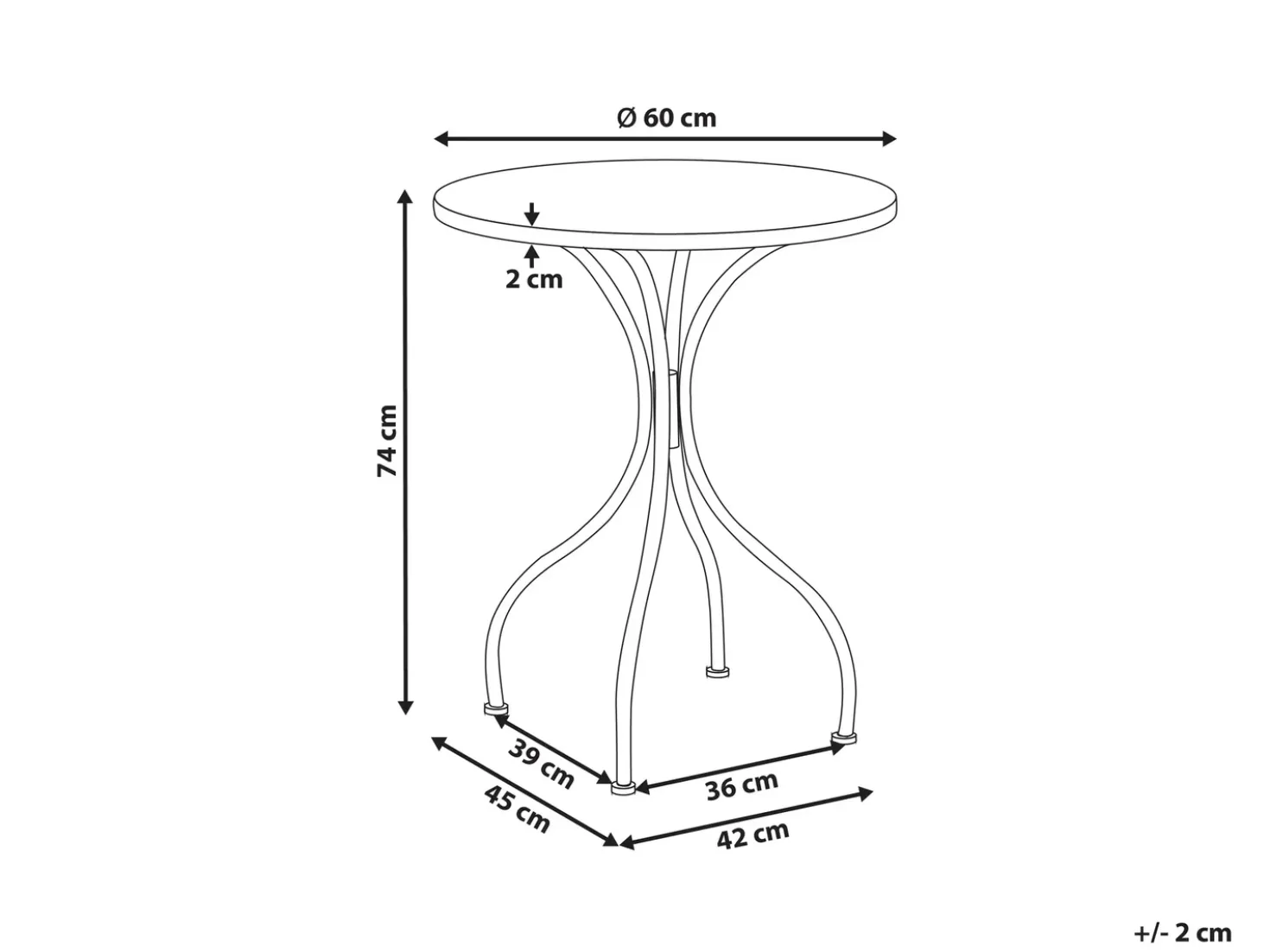 Bistro bord ANAPO 60 cm 60 cm Metal Sort