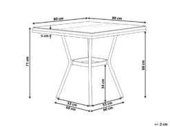Bistro bord CASPRI 80 cm 80 cm Glas Sort/hvid