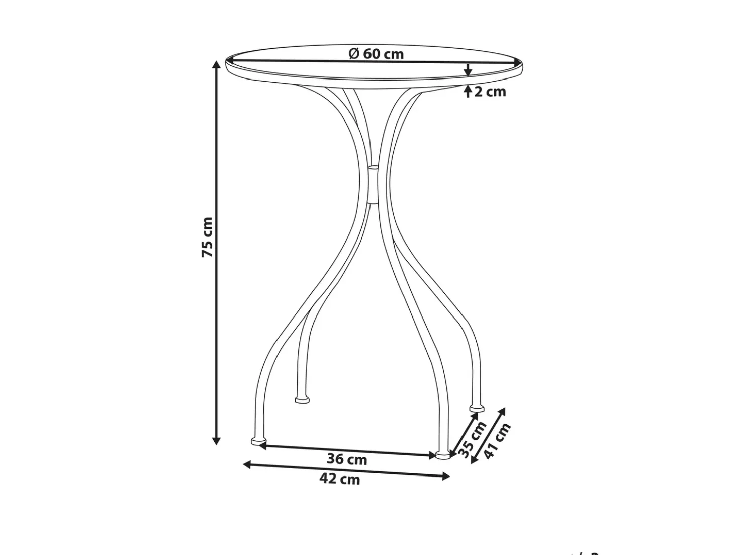 Bistro bord CIVITA 60 cm 60 cm Metal Sort