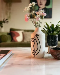 Blomstervase AENUS Stentøj 22 cm Hvid