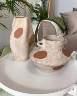 Blomstervase BATOIDEA Stentøj 25 cm Lys Beige