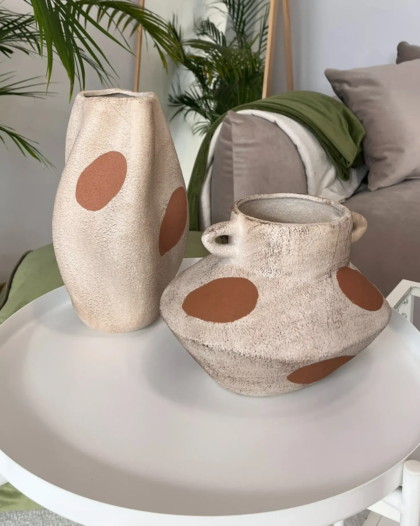 Blomstervase BATOIDEA Stentøj 25 cm Lys Beige
