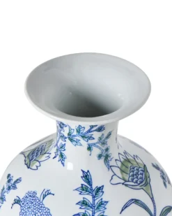 Blomstervase BERGA Porcelæn 36 cm Hvid/blå