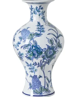 Blomstervase BERGA Porcelæn 36 cm Hvid/blå