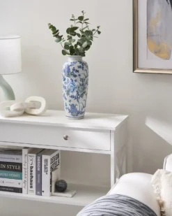 Blomstervase GUADIX Porcelæn 35 cm Hvid/blå