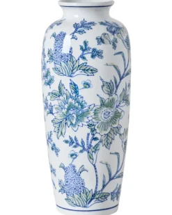 Blomstervase GUADIX Porcelæn 35 cm Hvid/blå