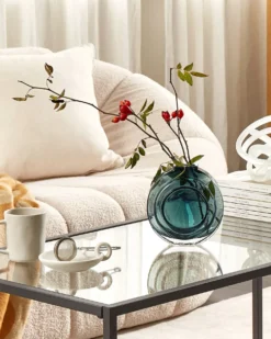 Blomstervase KAPELI Glas 15 cm Turkis