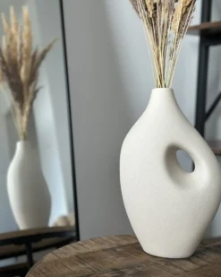 Blomstervase KOMOTINI Keramik 32 cm Cremehvid
