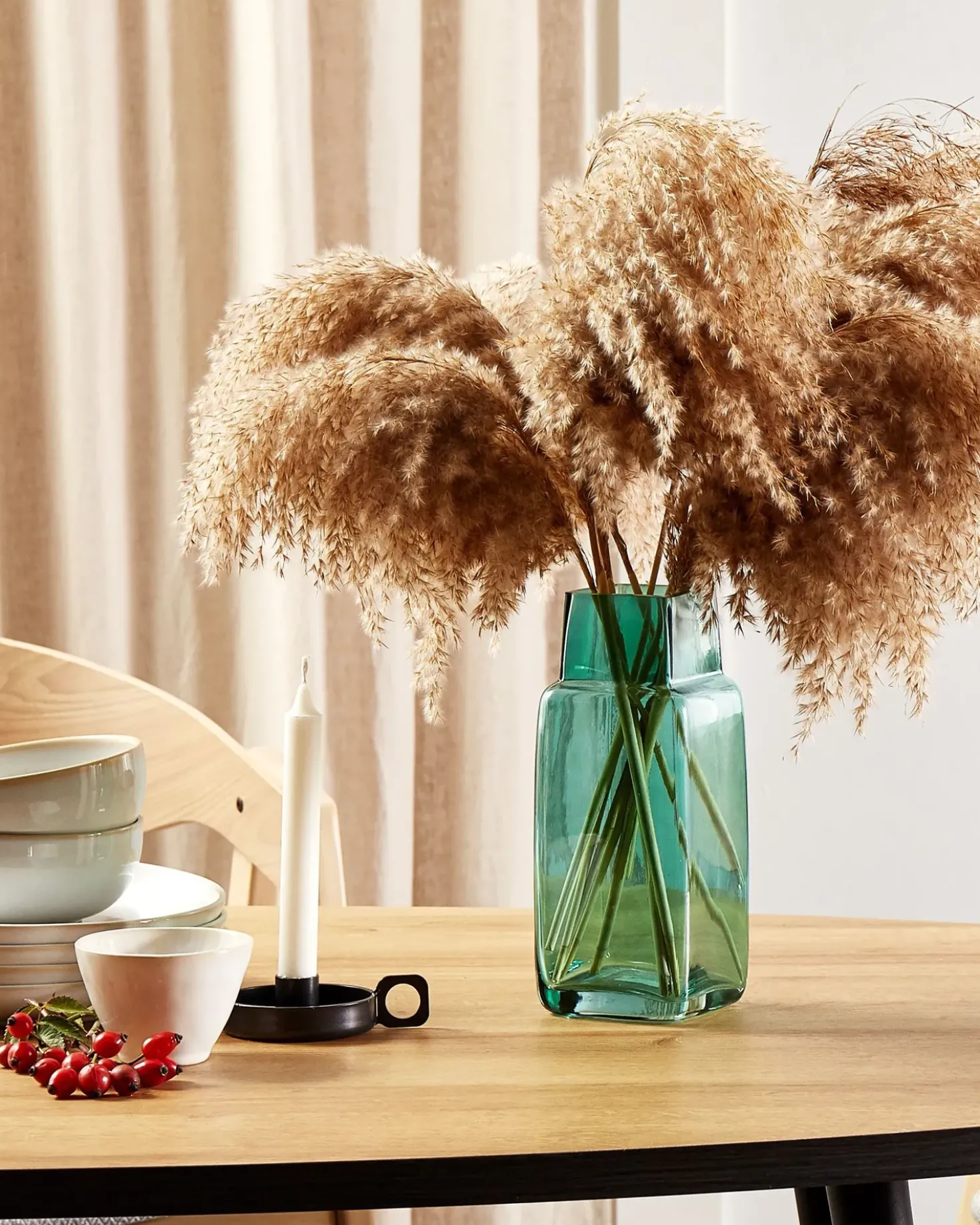 Blomstervase MERBAKA Glas 26 cm Smaragdgrøn