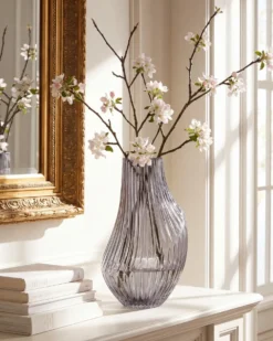 Blomstervase MYRSINA Glas 36 cm Grå