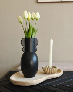Blomstervase MYTILENE Keramik 29 cm Sort