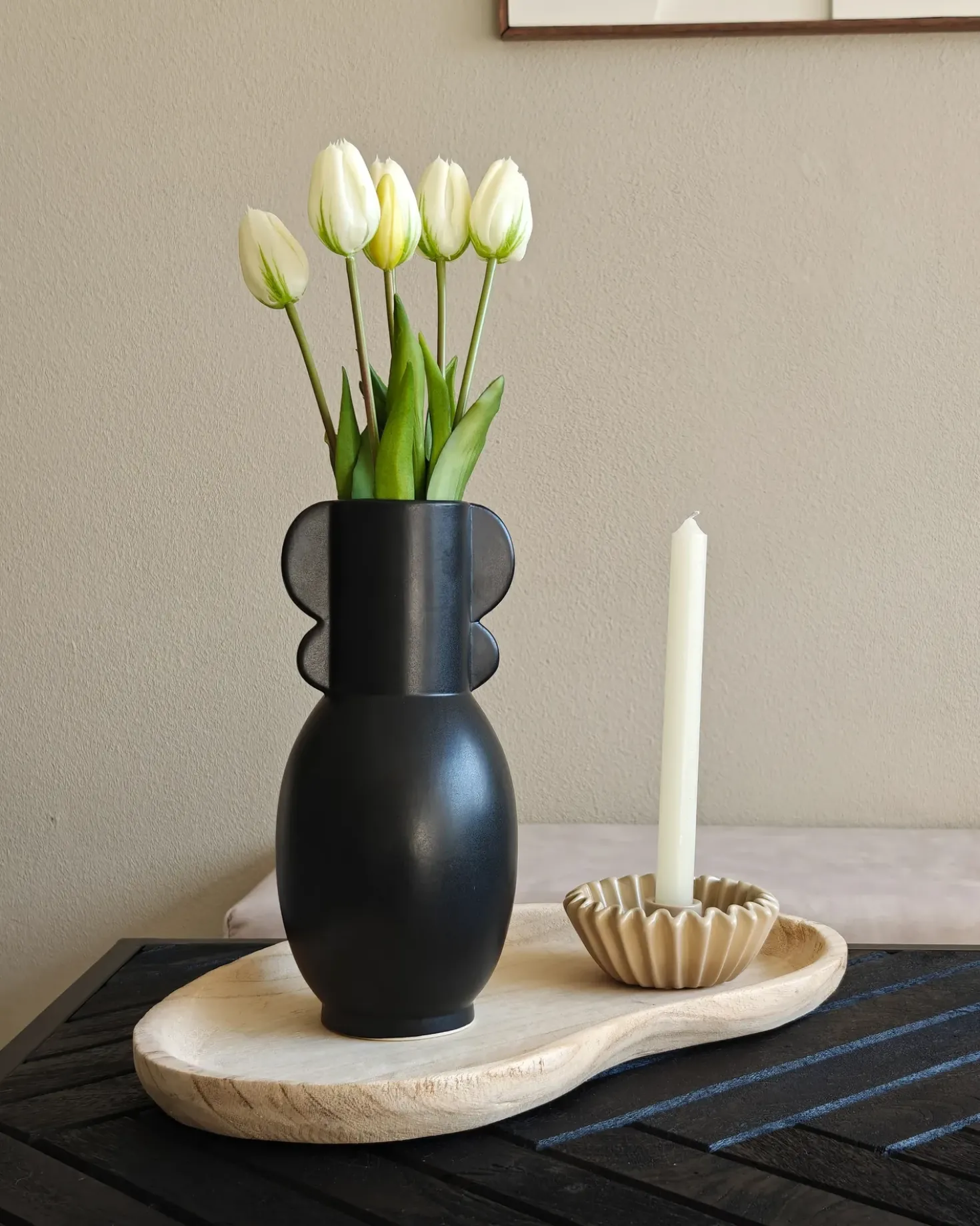 Blomstervase MYTILENE Keramik 29 cm Sort