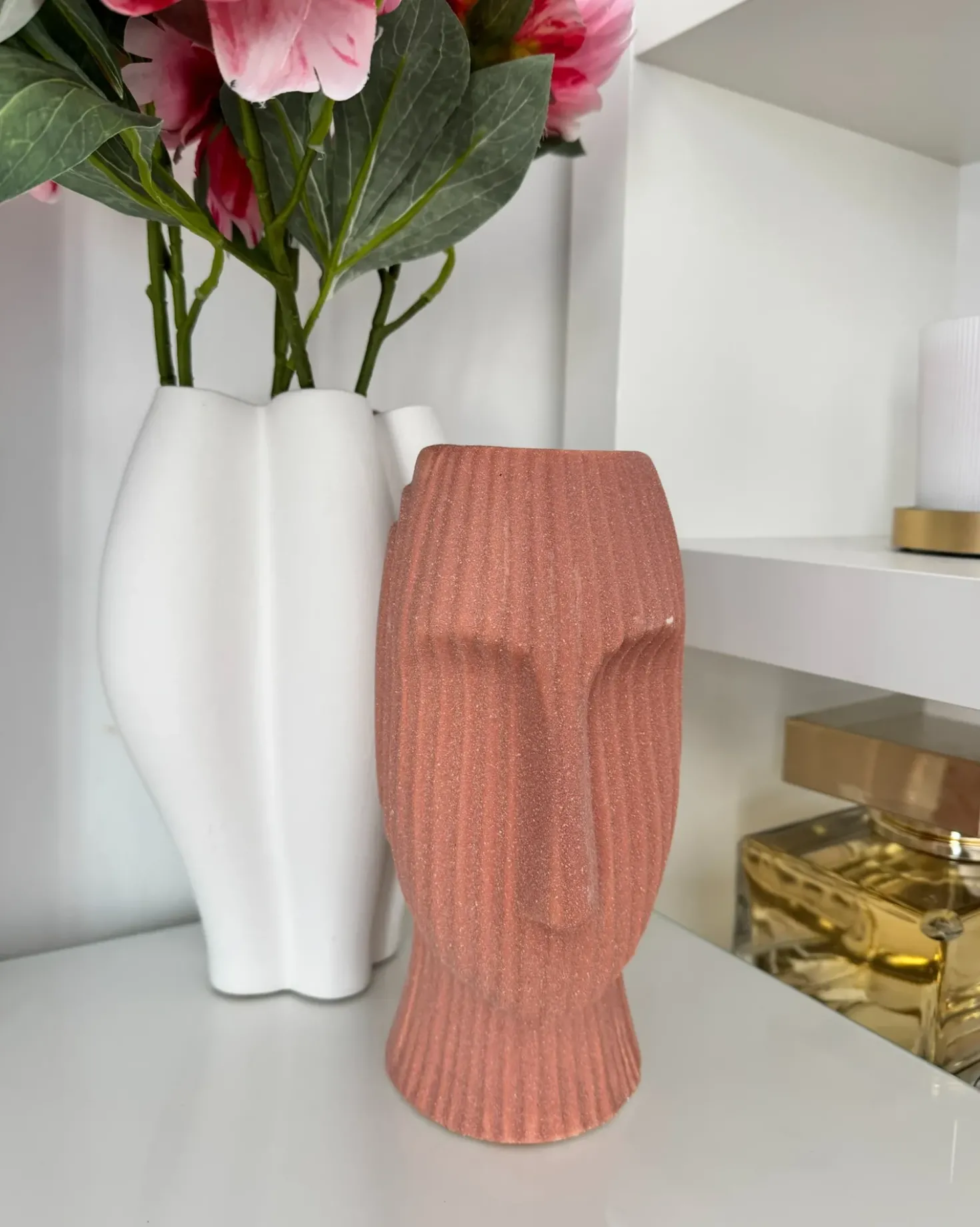 Blomstervase PALLINI Stentøj 24 cm Ferskenagtig lyserød