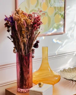 Blomstervase PERDIKI Glas 30 cm Lyserød