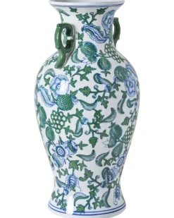 Blomstervase SEGOWIA Porcelæn 47 cm Hvid/blå