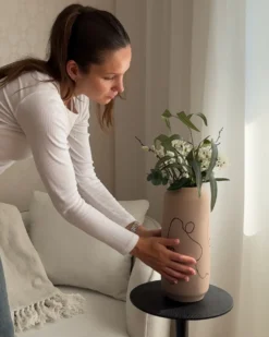 Blomstervase SUNFISH Stentøj 33 cm Sand Beige