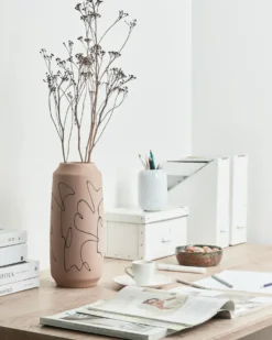 Blomstervase SUNFISH Stentøj 33 cm Sand Beige