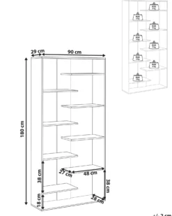 Bogreol med 8 hylder FONTAS 180 cm Lysebrun