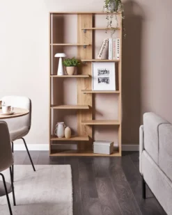 Bogreol med 8 hylder FONTAS 180 cm Lysebrun