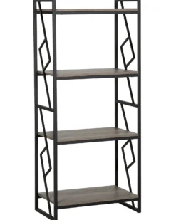 Bogreol med 4 hylder FORRES 143 cm Brun/sort