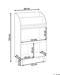 Bogreol med 3 hylder LILOET 102 cm Hvid