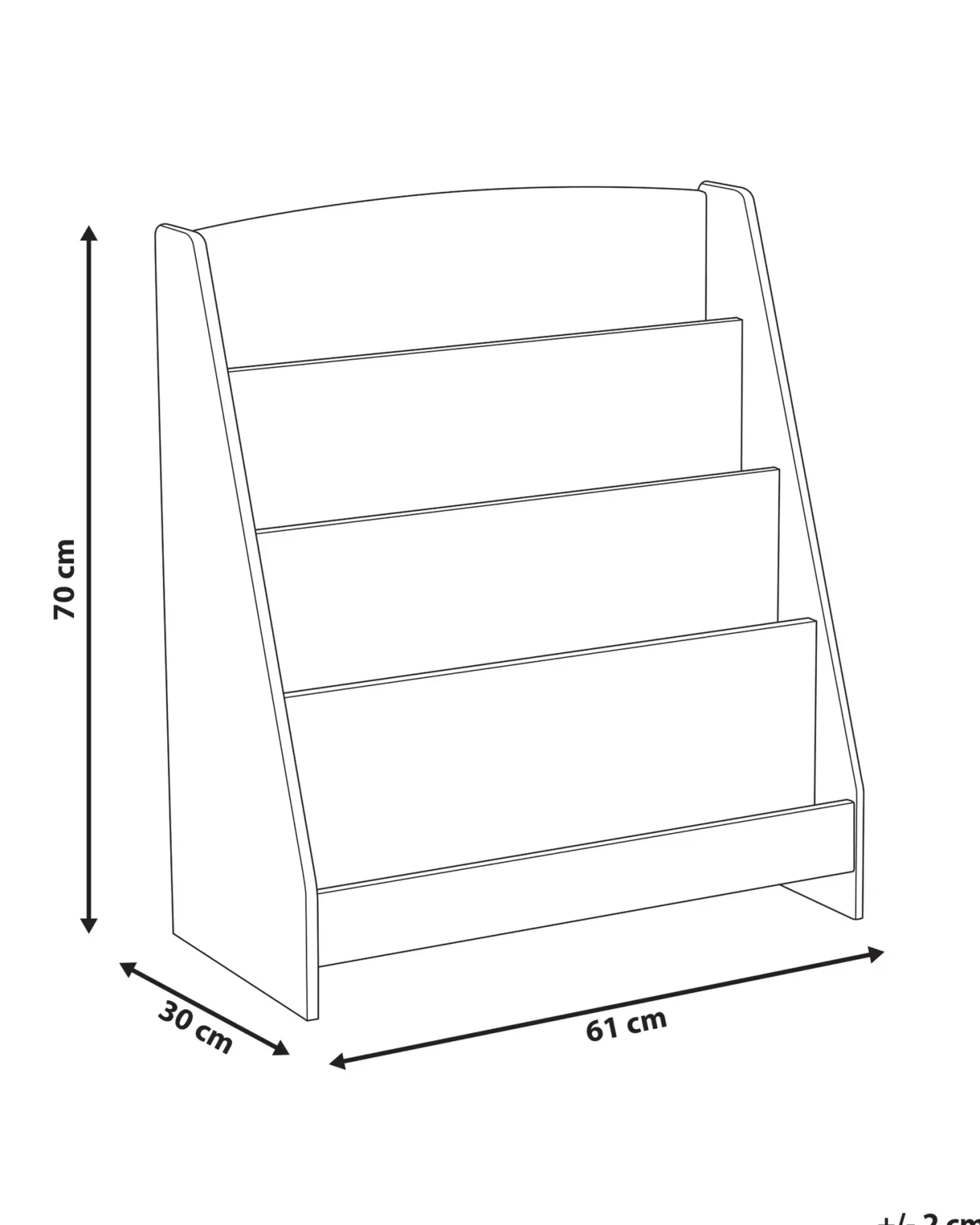 Bogreol med 4 hylder LILOET 70 cm Lysebrun
