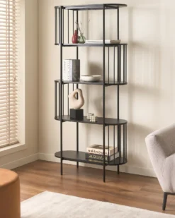 Bogreol med 4 hylder OREANA 172 cm Sort