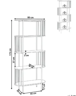 Bogreol med 4 hylder OREANA 172 cm Sort