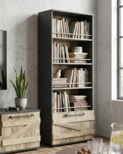 Bogreol med 4 hylder SALTER 163 cm Brun/sort