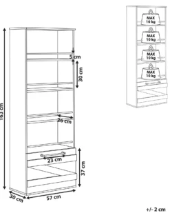 Bogreol med 4 hylder SALTER 163 cm Brun/sort