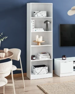 Bogreol med 5 hylder WINNIPEG 174 cm Hvid