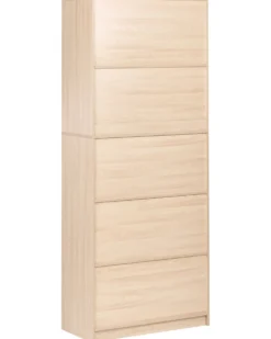 Bogreol med 5 hylder ZEHNA 197 cm Lysebrun