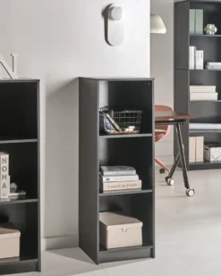 Bogreol med 3 hylder ZEHNA 117 cm Sort