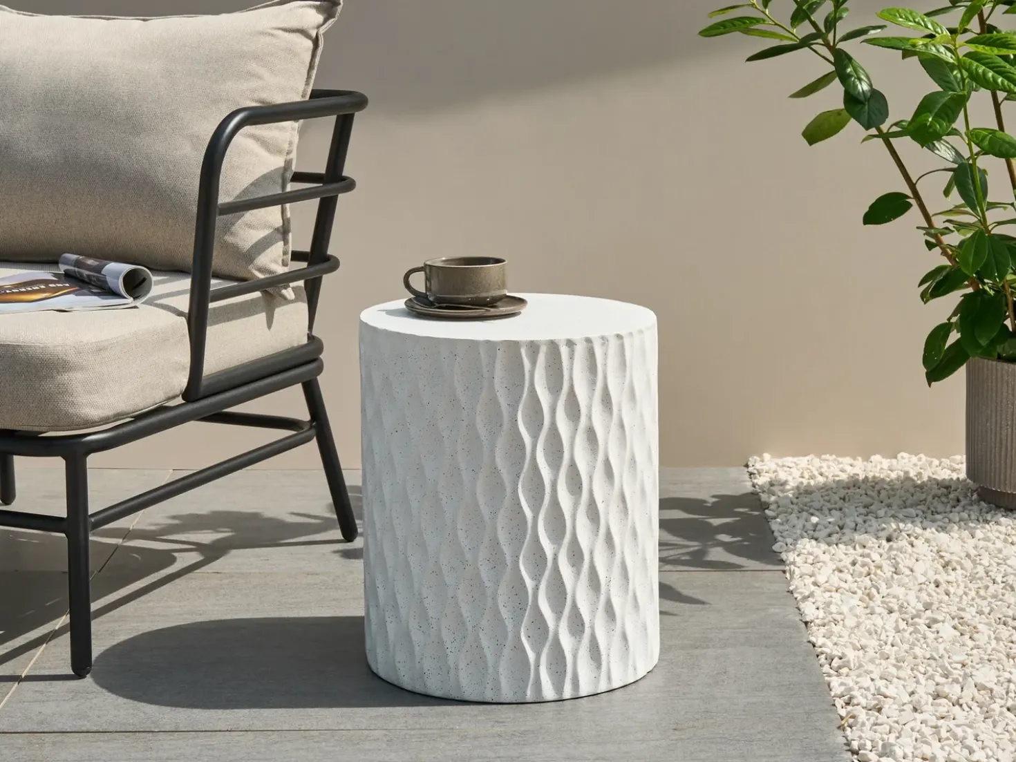 Bord ANTELAO 37 cm 37 cm Terrazzo effekt Hvid terrazzo