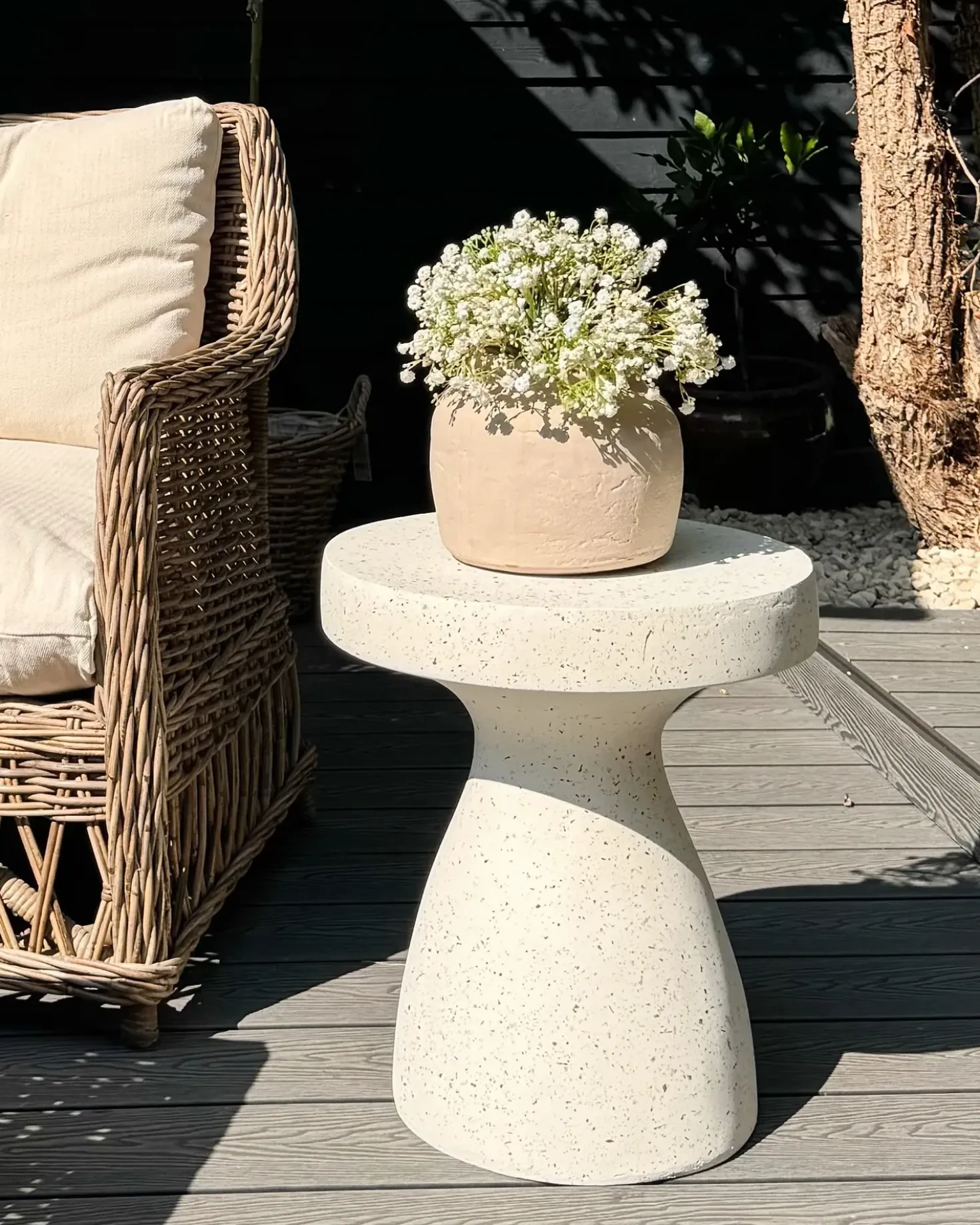 Bord BIVIERE 39 cm 39 cm Terrazzo effekt Hvid terrazzo