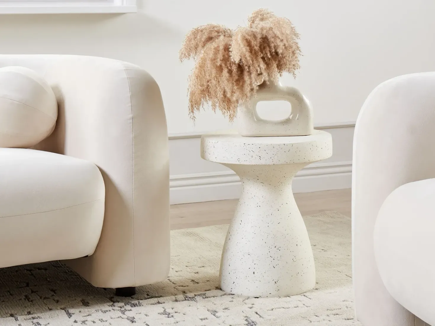 Bord BIVIERE 39 cm 39 cm Terrazzo effekt Hvid terrazzo
