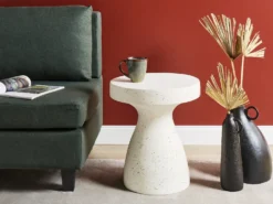 Bord BIVIERE 39 cm 39 cm Terrazzo effekt Hvid terrazzo