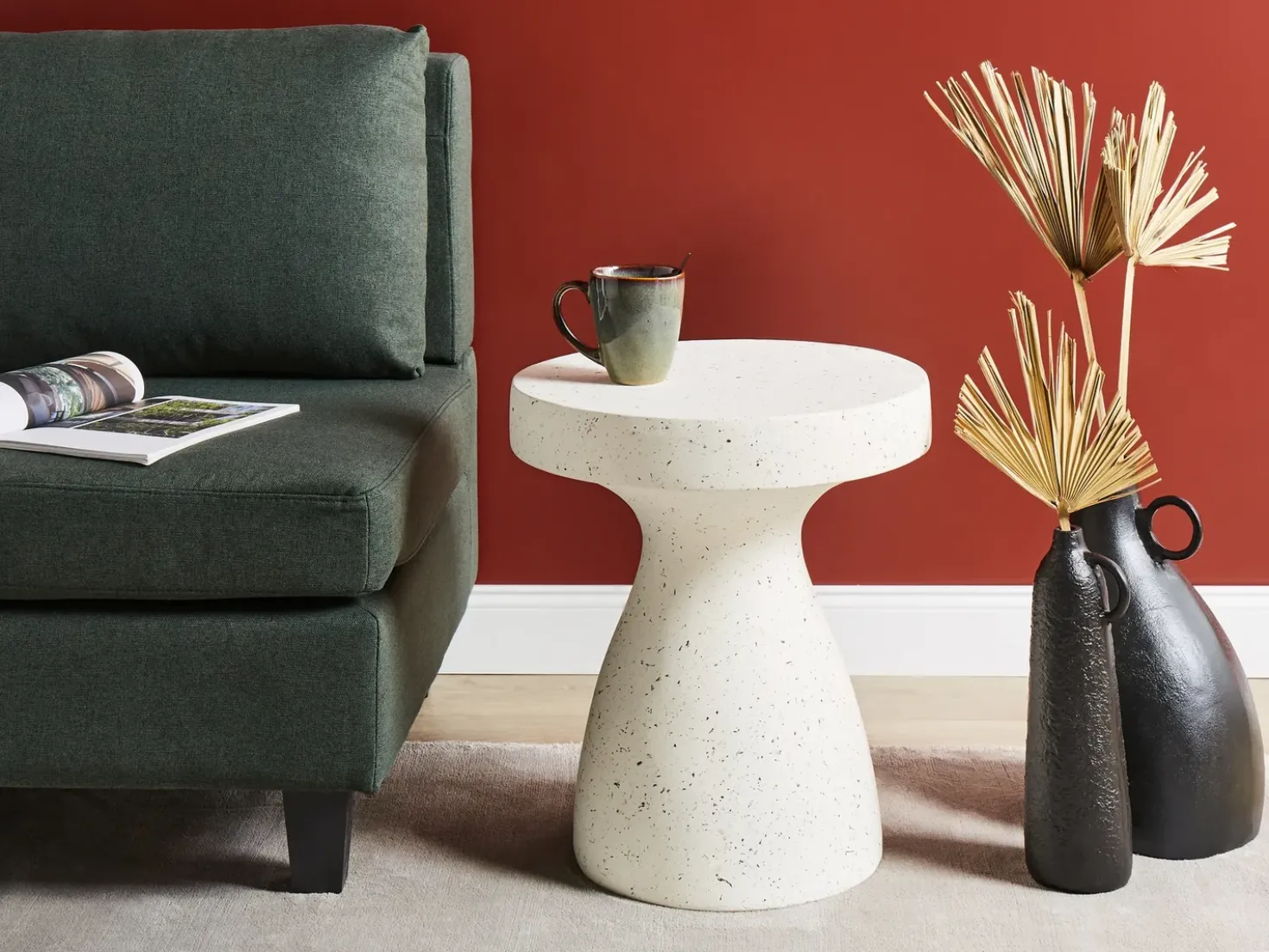 Bord BIVIERE 39 cm 39 cm Terrazzo effekt Hvid terrazzo