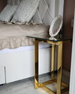 Bord CRYSTAL Hærdet glas Guld