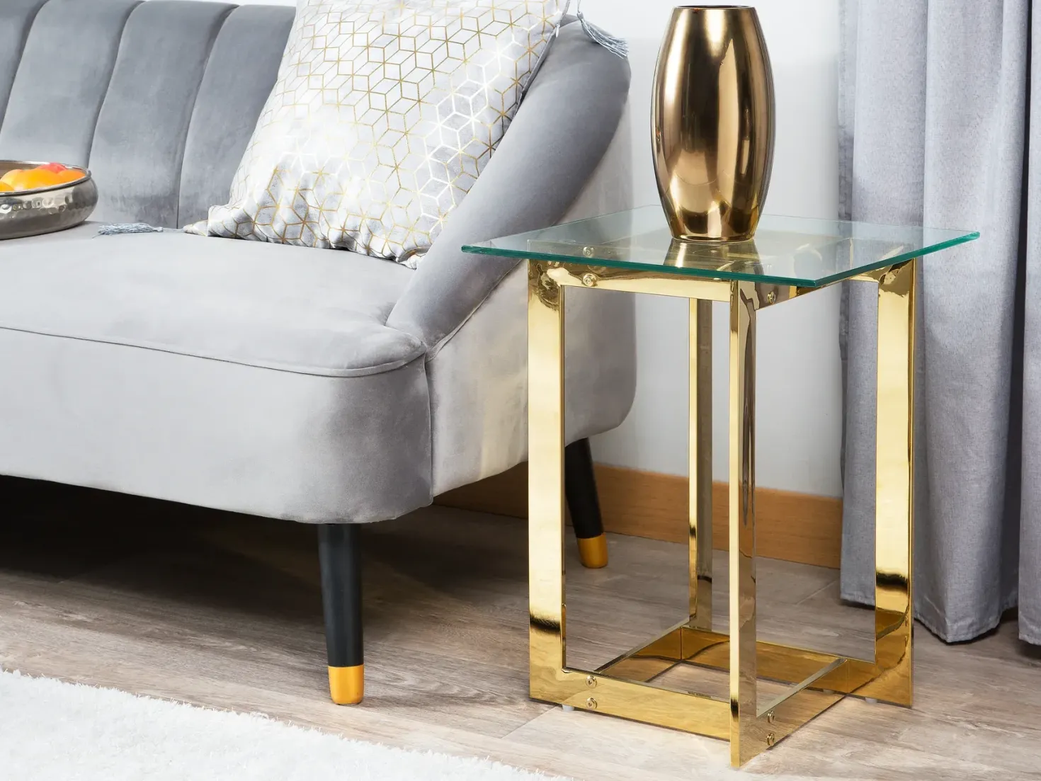 Bord CRYSTAL Hærdet glas Guld
