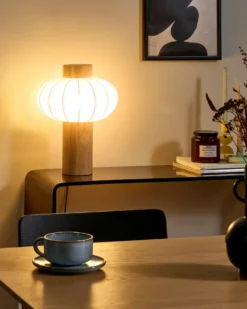 Bordlampe ABENS Træ Lysebrun