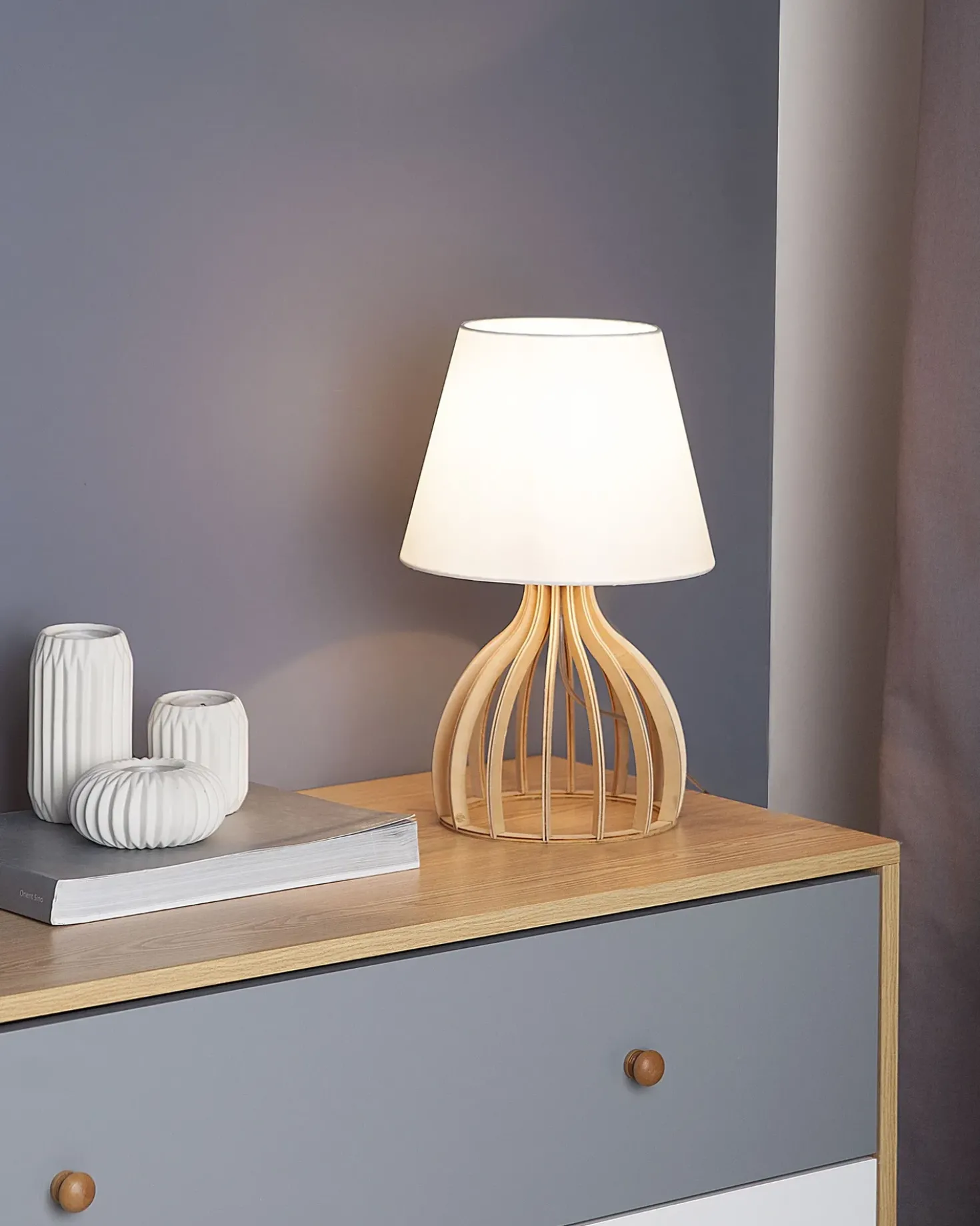 Bordlampe AGUEDA Brun/hvid