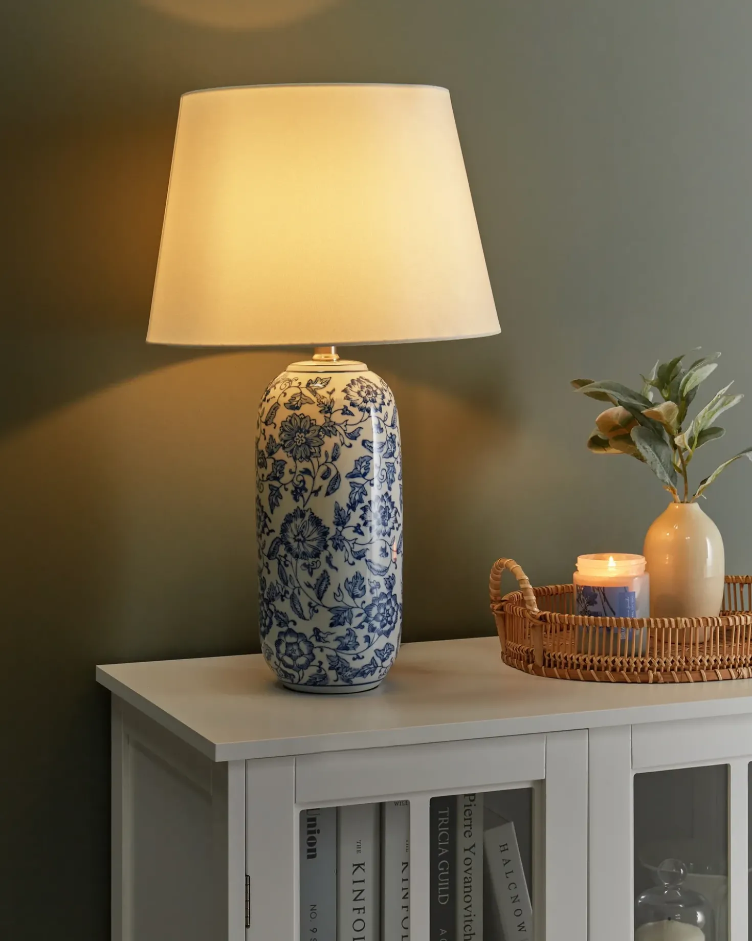 Bordlampe AIBONITO Porcelæn Hvid/blå