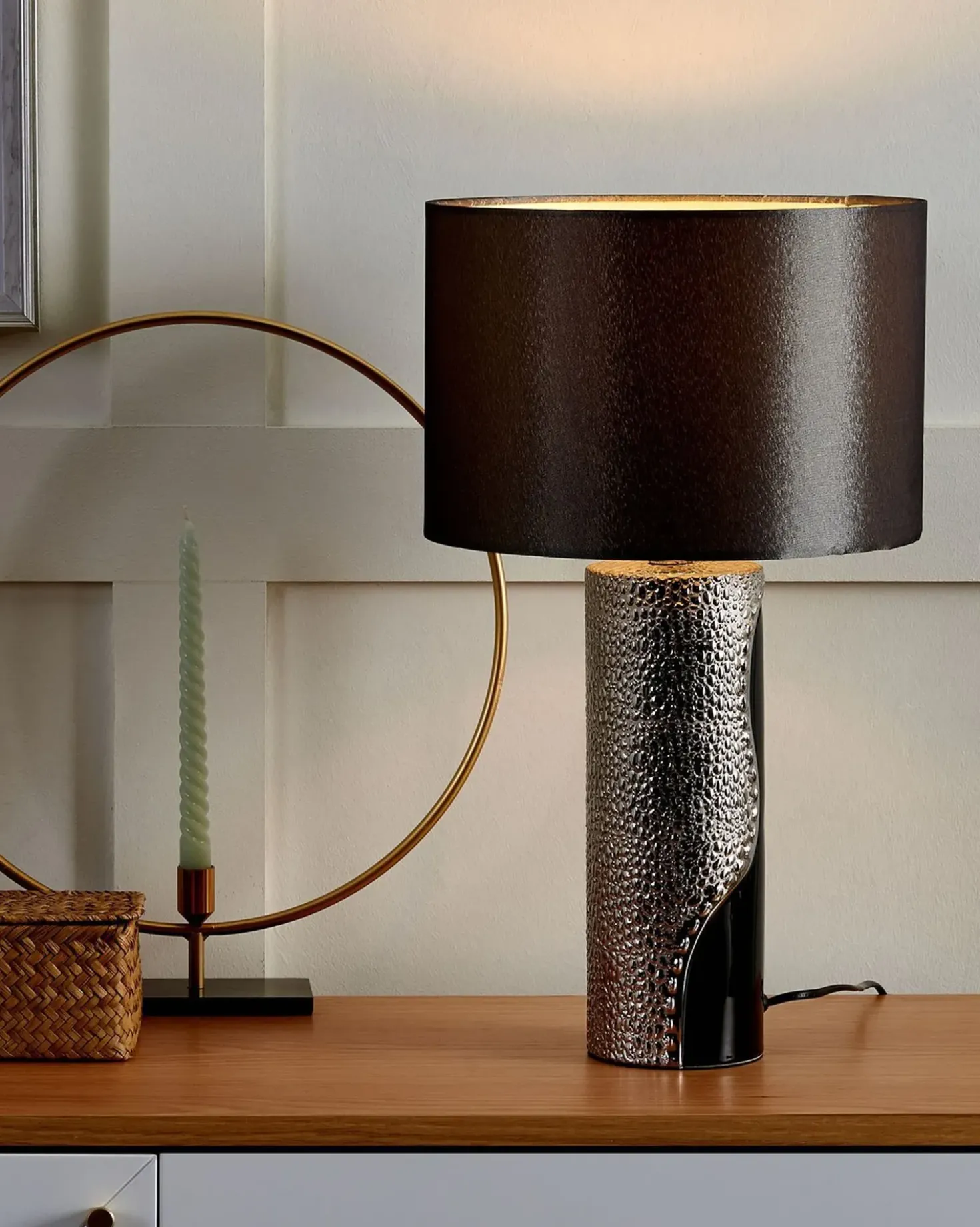 Bordlampe AIKEN Porcelæn Sort