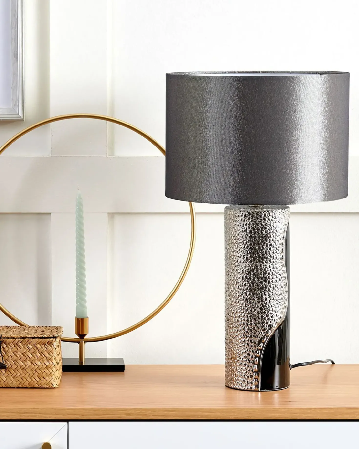 Bordlampe AIKEN Porcelæn Sort
